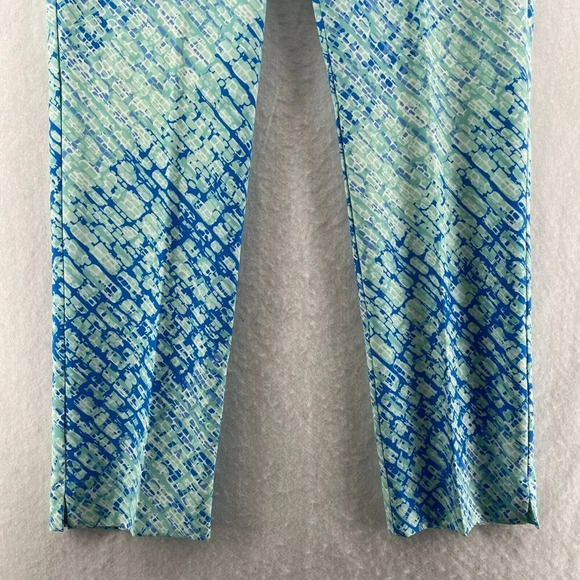 IBKUL Pants Womens 8 Blue Graphic Print High Rise Cropped Slim Straight Ankle - Picture 7 of 12